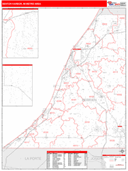 Benton Harbor Metro Area Wall Map Red Line Style 2024